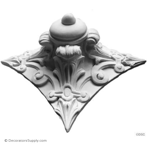 Plaster Rosette-Elizabethen-8 1/2" Square X 4" Relief-ceiling-ornament-Decorators Supply