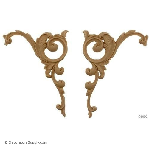 Vertical Scroll Design - 5 x 6 3/4" Per Side-appliques-for-woodwork-furniture-Decorators Supply