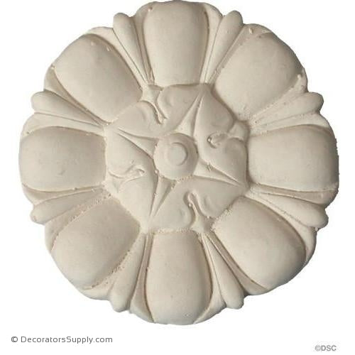 Plaster Rosette-Roman-3 5/8" Diameter x 1/2" Relief-ceiling-ornament-Decorators Supply