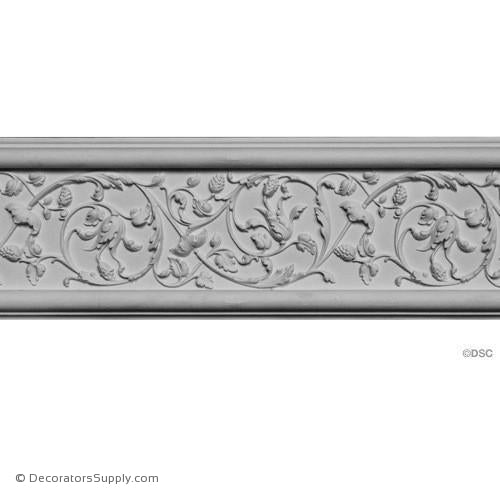 Plaster Frieze Molding Floral Scroll 6 1/8" W x 1 1/8" R