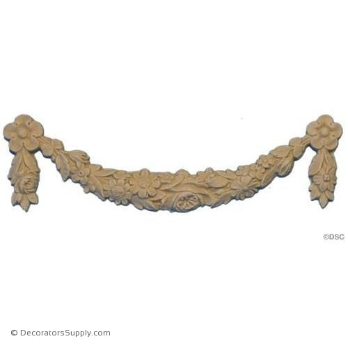 Rose Swag Applique for Wood 6 3/8 W x 1 3/4 H 3/8 in. rel.-applique-onlay-for-furniture-woodwork-Decorators Supply