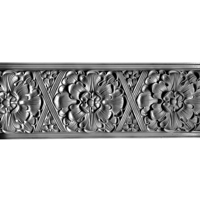Plaster Frieze Rosette & Crossband 2-1/2" P x 12-1/8" Drop