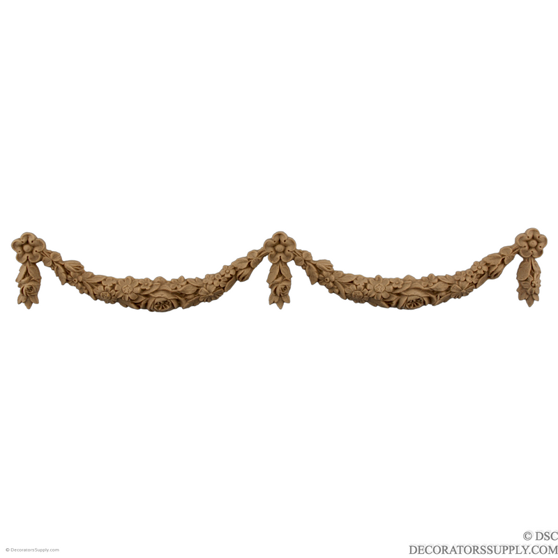 Rose Swag Applique for Wood 1 3/4 High X 12 Wide 3/8 Rel.-applique-onlay-for-furniture-woodwork-Decorators Supply