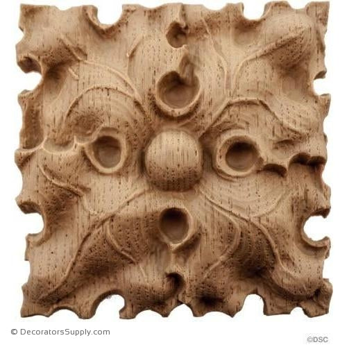 Rosette - Square-Gothic 3 1/8H X 3 1/8W - 1/2Relief-ornaments-for-woodwork-furniture-Decorators Supply