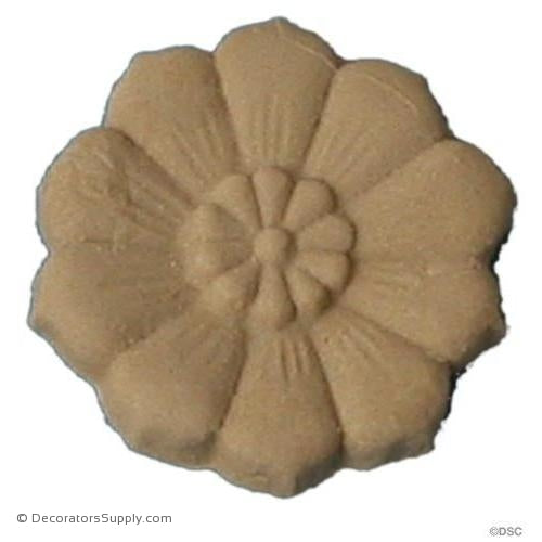 Circle Flower Rosette - Roman - 1 3/8Diameter - 1/8Relief-woodwork-furniture-ornaments-Decorators Supply