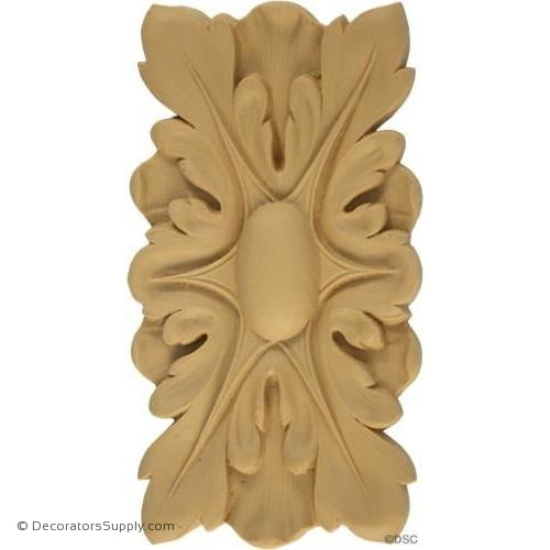 Rosette - Rectangular-Ren. 6 1/4H X 3 1/4W - 7/16Relief-ornaments-for-woodwork-furniture-Decorators Supply