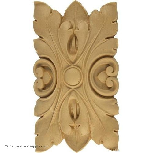 Rosette - Rectangular-Ren. 5 1/2H X 3 1/8W - 1/2Relief-ornaments-for-woodwork-furniture-Decorators Supply