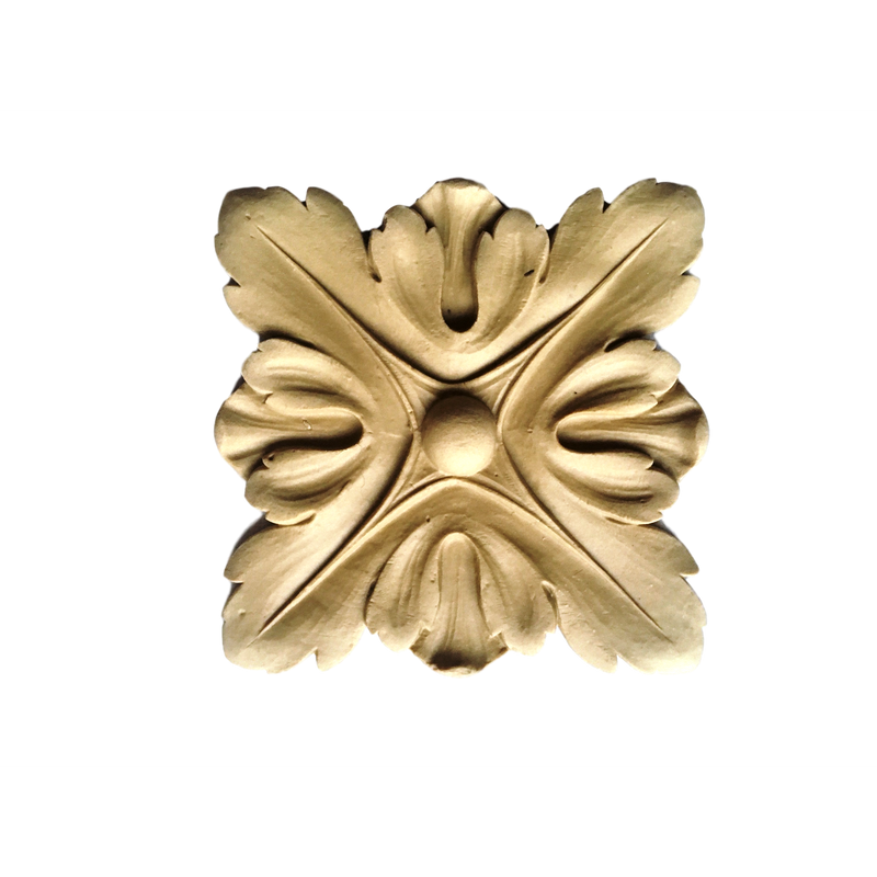 Rosette - Square-French 4  3/4H X 4  3/4W - 5/16Relief