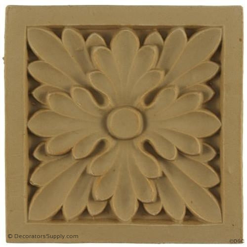 Rosette - Square-Romanesque 3 3/4H X 3 3/4W - 3/8Relief-ornaments-for-woodwork-furniture-Decorators Supply