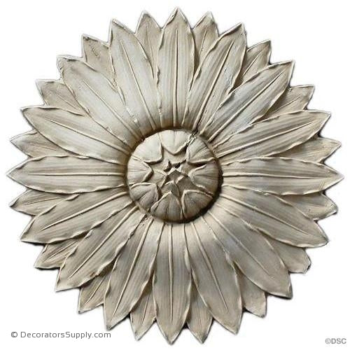 Rosette - Sunflower -Adams - 7Diameter - 11/16Relief-woodwork-furniture-ornaments-Decorators Supply