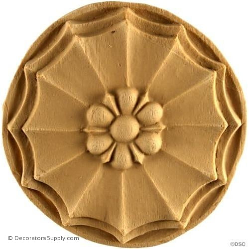Rosette - Circle-Colonial - 3 7/16Diameter - 3/8Relief-woodwork-furniture-ornaments-Decorators Supply