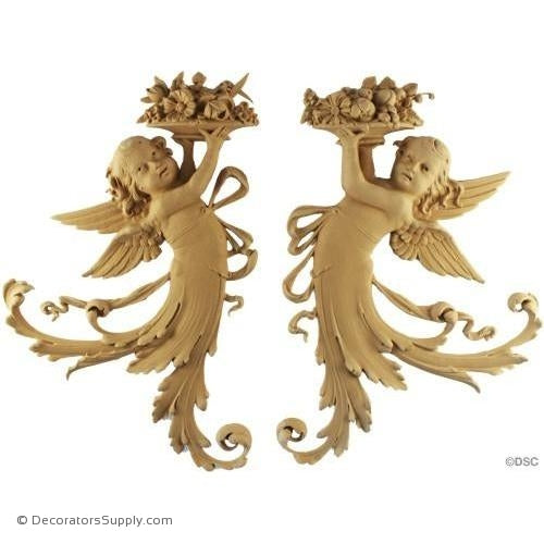 Cherub-Italian Pr. 13 1/2H X 9W - 5/8Relief-historic-carving-library-victorian-styles-Decorators Supply