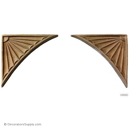Sunburst Spandrels - 3 3/8 High 3 5/8 Wide-appliques-for-woodwork-furniture-Decorators Supply