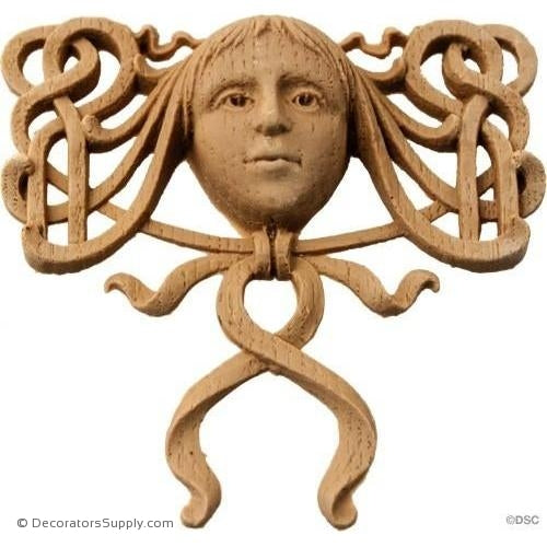 Face-Art Nouv. 4 1/2H X 4 1/2W - 3/4Relief-historic-carving-library-victorian-styles-Decorators Supply