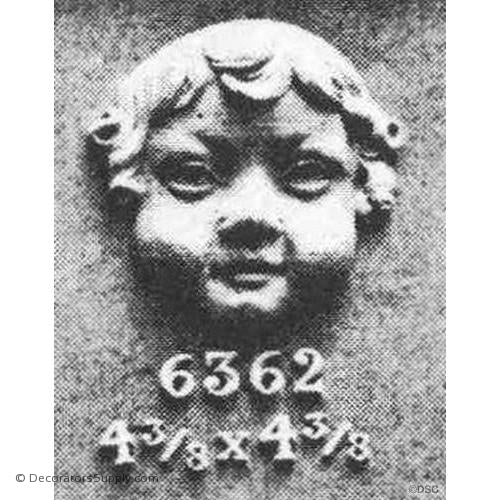 Cherub's Face - 4 3/8H X 4 3/8W - 1 1/8Relief-historic-carving-library-victorian-styles-Decorators Supply