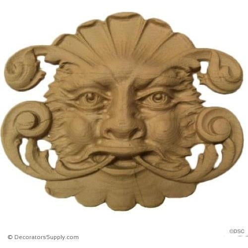 Face-Man's Face 5H X 6W - 3/4Relief-historic-carving-library-victorian-styles-Decorators Supply