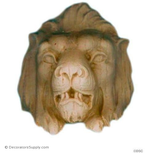 Lion Head - 3 1/4H X 2 1/2W - 2 3/8Relief-Decorators Supply