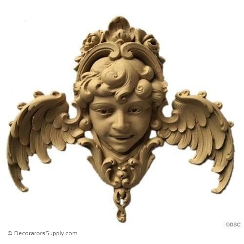 Angel - Louis XV 8 1/2H X 9 1/8W - 1 1/2Relief-historic-carving-library-victorian-styles-Decorators Supply