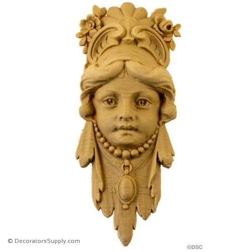 Face-Ger. Ren. 4 1/2H X 1 7/8W - 1/2Relief-historic-carving-library-victorian-styles-Decorators Supply