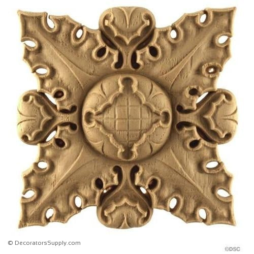 Gothic Ivy Rosette - Square - 3 7/8H X 3 7/8W - 1/4Relief-ornaments-for-woodwork-furniture-Decorators Supply