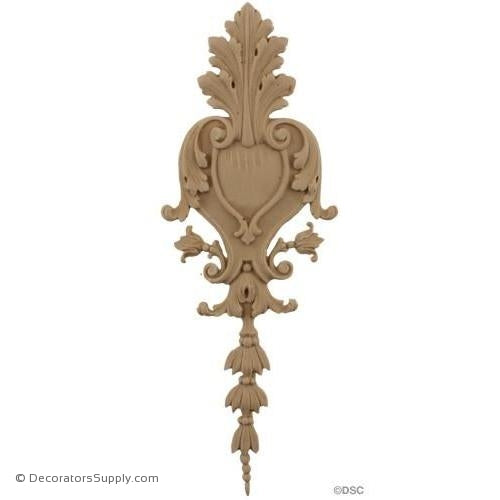 Acanthus and Shield Drop - 11" High x 4 1/8 in. Wide-vertical-design-woodwork-furniture-Decorators Supply