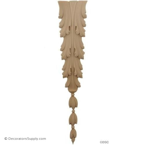Acanthus Drop - 9" H x 1 3/4" W-ornaments-furniture-woodwork-Decorators Supply