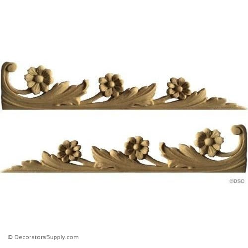 Floral 8 3/4 High 1 3/4 Wide-ornaments-furniture-woodwork-Decorators Supply