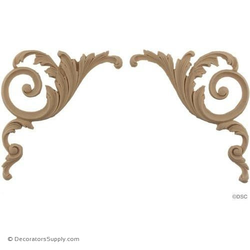 Spandrel Scrolls 5 1/4 High 4 1/2 Wide Per Side-appliques-for-woodwork-furniture-Decorators Supply
