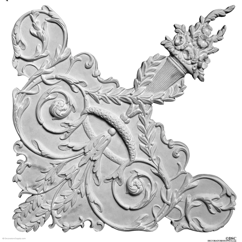 Plaster Corner-LouisXVI-27" X 27"-3/4" Relief-ceiling-ornament-Decorators Supply