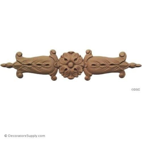 Rosette with Floral Accents 1 3/4 High 7 1/4 Wide-ornaments-for-woodwork-furniture-Decorators Supply