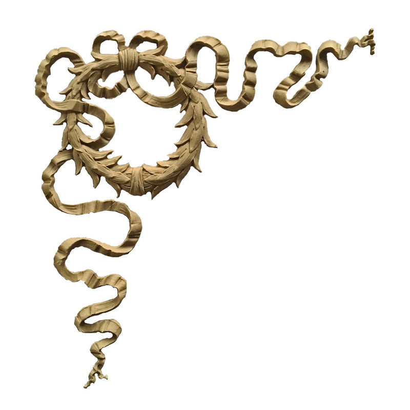 Wreath & Ribbon Spandrel Left- Empire 11H X 12W - 1/4Relief
