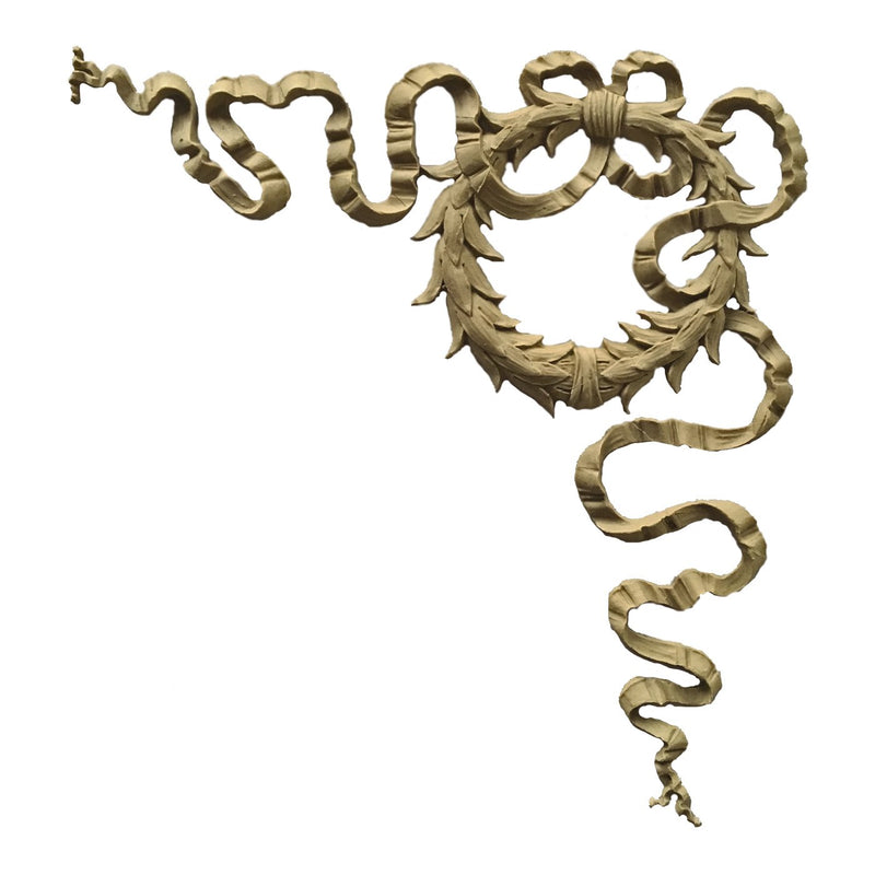 Wreath & Ribbon Spandrel Right -Empire 11H X 12W - 1/4Relief