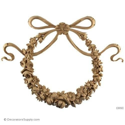 Floral Wreath - Mod. Ren. 12 1/2H X 16W - 3/4Relief-ornaments-for-woodwork-furniture-Decorators Supply