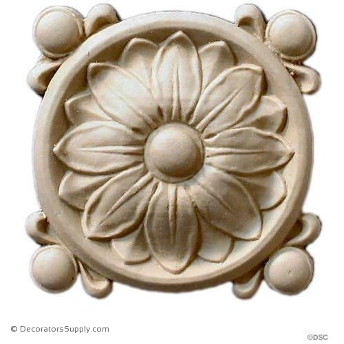 Rosette - Square 2 7/8 High 2 7/8 Wide-ornaments-for-woodwork-furniture-Decorators Supply