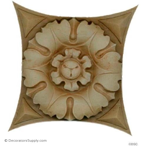 Square Rosette - 3 1/2 in. width-ornaments-for-woodwork-furniture-Decorators Supply