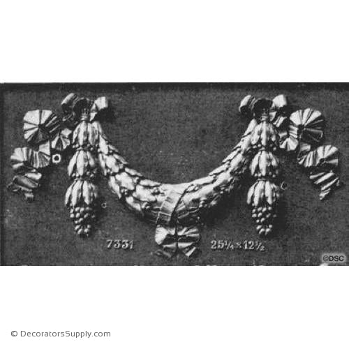 Swag-Louis XVI 12 1/2H X 25 1/4W - 1 1/8Relief-applique-onlay-for-furniture-woodwork-Decorators Supply