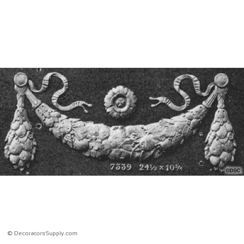 Swag-Italian 10 3/4H X 24 1/2W - 1/2Relief-applique-onlay-for-furniture-woodwork-Decorators Supply