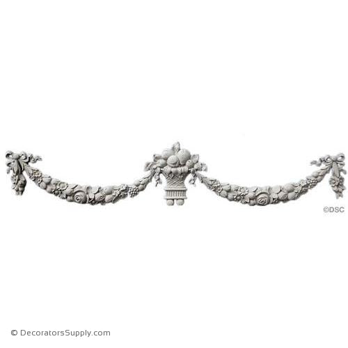 Swag-Colonial 6 1/4H X 33 3/4W - 5/8Relief-applique-onlay-for-furniture-woodwork-Decorators Supply