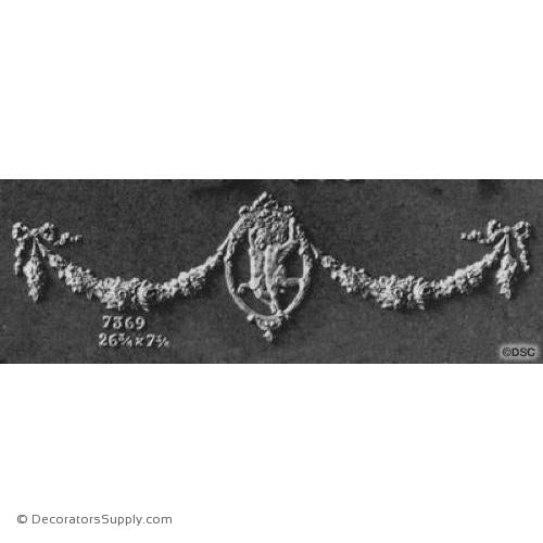 Swag- w/ Cherubs - French Ren. 7 3/4H X 26 3/4W - 3/8Relie-applique-onlay-for-furniture-woodwork-Decorators Supply