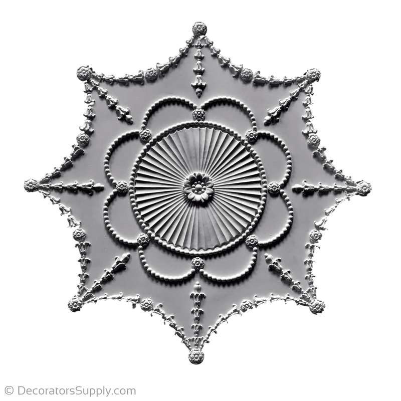 Plaster Centerpiece Empire - 35" Diameter X 3/4" Relief