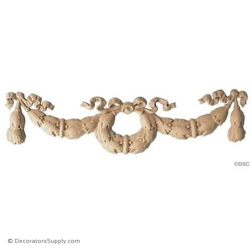 Swag-Louis XVI 3 3/4H X 15 1/4W - 7/16Relief-applique-onlay-for-furniture-woodwork-Decorators Supply