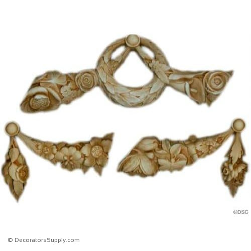 Swag-Louis XVI 5 1/4H X 25 3/4W - 5/8Relief-applique-onlay-for-furniture-woodwork-Decorators Supply