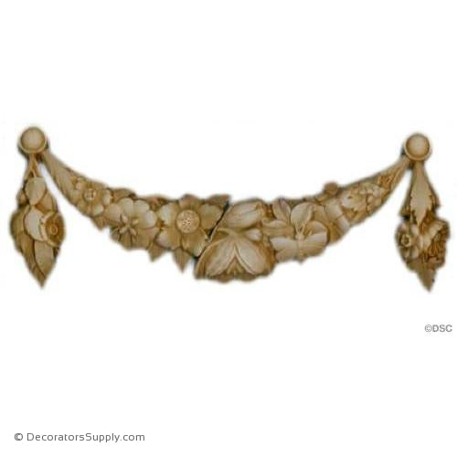 Swag-Louis XVI 5 1/4H X 13 1/2W - 5/8Relief-applique-onlay-for-furniture-woodwork-Decorators Supply
