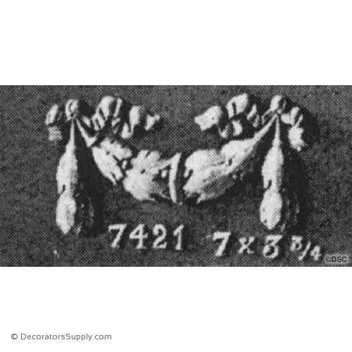 Swag-Louis XVI 3 3/4H X 7W - 3/8Relief-applique-onlay-for-furniture-woodwork-Decorators Supply