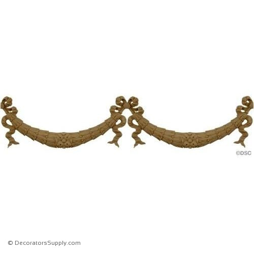 Swag-Colonial 3 1/2H X 8 1/4W - 1/4Relief-applique-onlay-for-furniture-woodwork-Decorators Supply