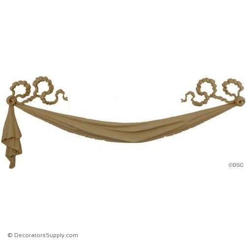 Swag-Colonial 8H X 19W - 3/8Relief-applique-onlay-for-furniture-woodwork-Decorators Supply