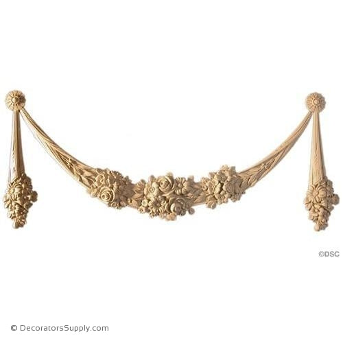 Swag-Colonial 12 1/2H X 24W - 7/8Relief-applique-onlay-for-furniture-woodwork-Decorators Supply