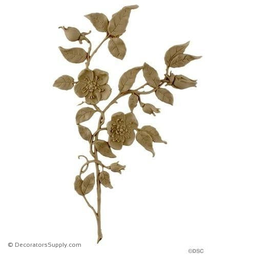 Rose Spandrel - Left - 11H X 6 1/2W - 5/16Relief-appliques-for-woodwork-furniture-Decorators Supply