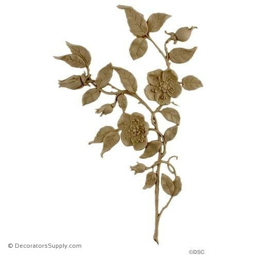 Rose Spandrel - Right - 11H X 6 1/2W - 5/16Relief-appliques-for-woodwork-furniture-Decorators Supply
