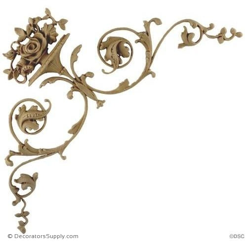 Flower Basket Spandrel-It. Ren.-10 3/4 H X 5 1/2 - 3/8Rlf-appliques-for-woodwork-furniture-Decorators Supply